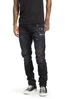 PURPLE BRAND Paint Splatter Ripped Knee Skinny Jeans Black Resin Slit122 at Nordstrom, X