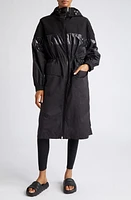 Moncler Elorn Mixed Media Long Coat Black at Nordstrom,