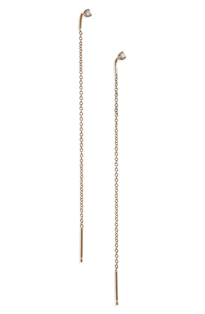 Zoë Chicco Diamond Threader Earrings in Yellow Gold at Nordstrom