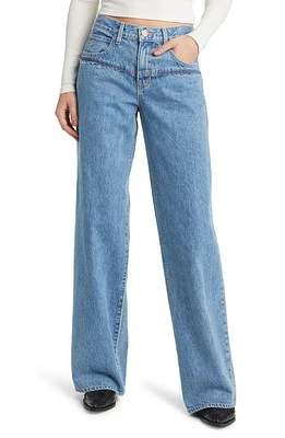 SLVRLAKE Mica Raw Edge Seam Wide Leg Jeans Wounded Heart at Nordstrom,