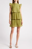 Mila Mae Ruffle Texture Minidress Green at Nordstrom,