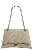 Balenciaga Medium Crush Chain Strap Quilted Leather Shoulder Bag in Taupe at Nordstrom