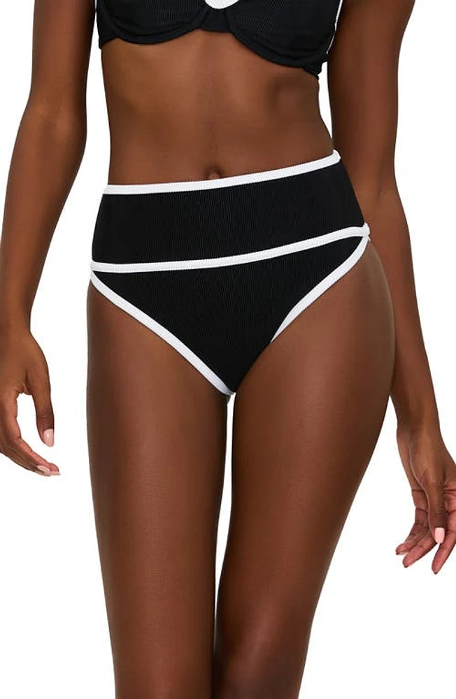 Beach Riot Carlotta Colorblock Bikini Bottoms Black/white at Nordstrom,