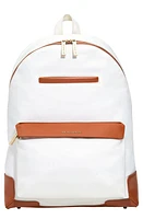 The Honest Company Uptown Coated Canvas Diaper Backpack in Cream/Cognac at Nordstrom