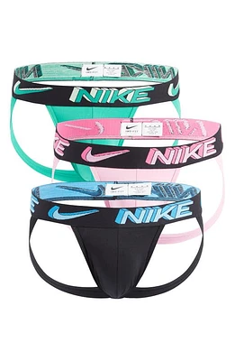 Nike Assorted 3-Pack Dri-FIT Essential Micro Stretch Jockstraps in Stadium Green/Pink /Black at Nordstrom, Size Medium