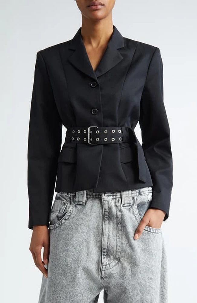 Vaquera Belted Cutout Back Blazer Black at Nordstrom,