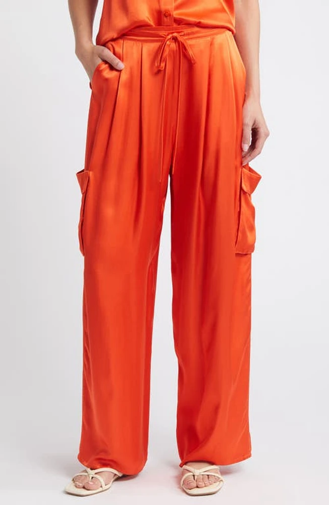 Nation LTD Romeo Fluid Satin Cargo Pants Fiesta at Nordstrom,