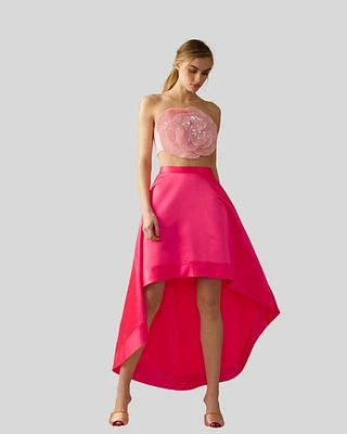 Cynthia Rowley HIGH LOW SATIN SKIRT Hot Pink at Nordstrom,