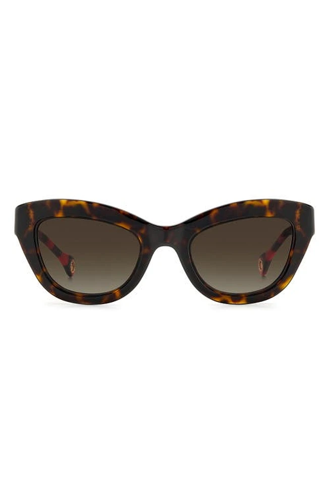 Carolina Herrera 51mm Gradient Cat Eye Sunglasses in Havana Red /Brown at Nordstrom