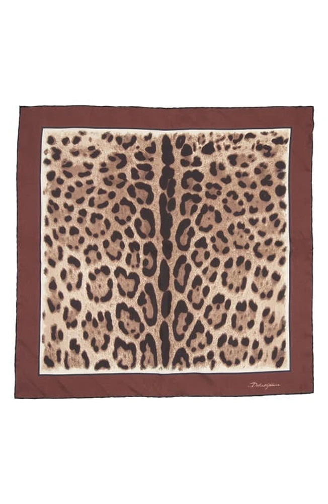 Dolce & Gabbana Leopard Print Square Silk Scarf in Light Brown Print at Nordstrom