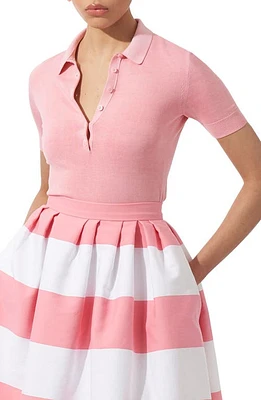 Carolina Herrera Silk & Cotton Polo Shell Pink at Nordstrom,