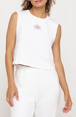 Spiritual Gangster All Eyes Callie Cotton Graphic Crop Tank Top White at Nordstrom,