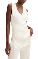 MANGO Rib V-Neck Sweater Tank in Ecru at Nordstrom, Size X-Small