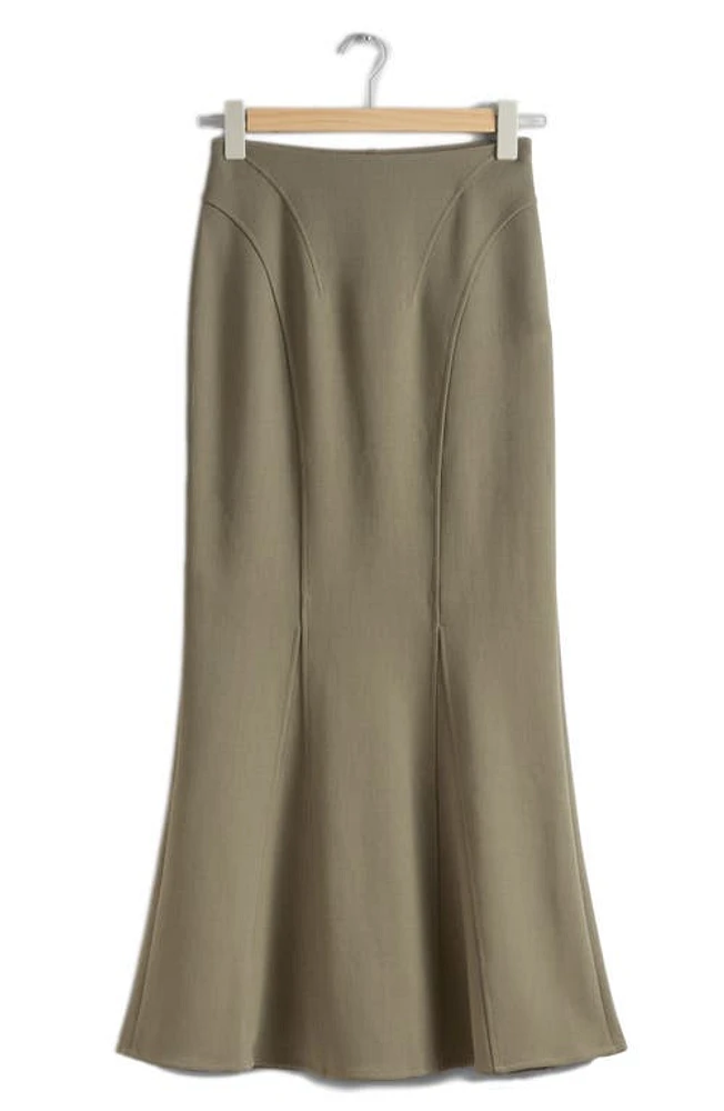 & Other Stories Fluted Maxi Skirt Khaki Green Medium D at Nordstrom,