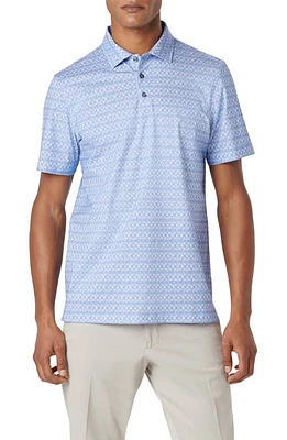 Bugatchi Victor OoohCotton Geo Print Polo Air Blue at Nordstrom,