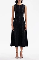 Oscar de la Renta Sequin Stripe Sleeveless Midi Sweater Dress Black at Nordstrom,