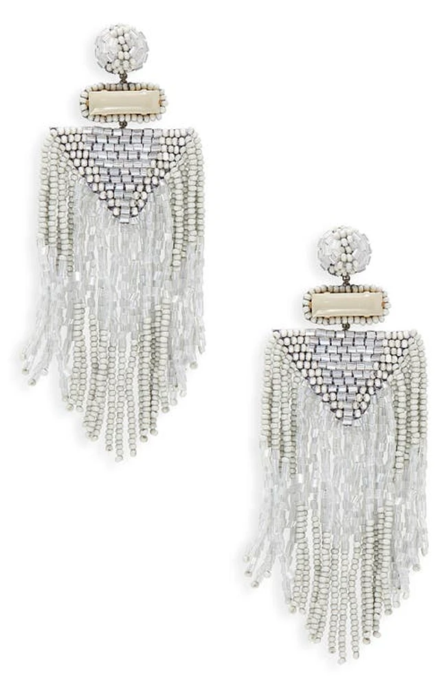 Deepa Gurnani Beaded Tassel Earrings in Light Grey at Nordstrom