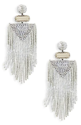 Deepa Gurnani Beaded Tassel Earrings in Light Grey at Nordstrom