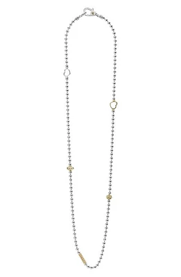 LAGOS Signature Caviar Beaded Station Necklace in Silver at Nordstrom, Size 18