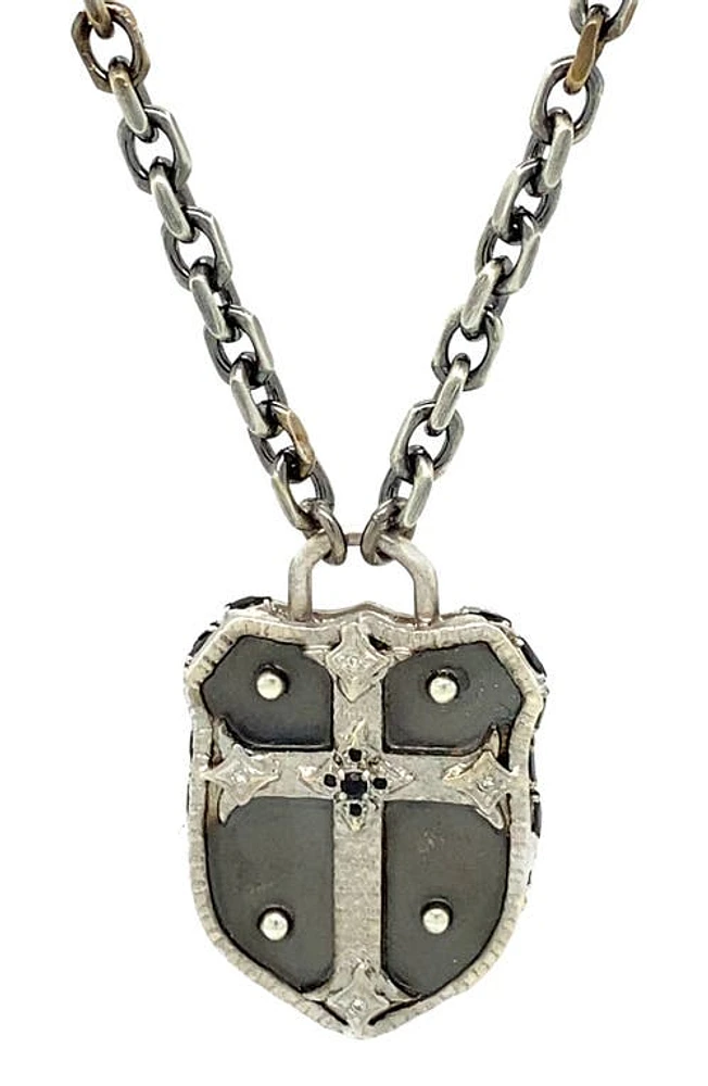 Armenta Romero Medium Cross Shield Pendant Necklace in Silver at Nordstrom, Size 22