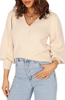 Petal & Pup Kahlani Button Detail Three-Quarter Sleeve Sweater Cream at Nordstrom,