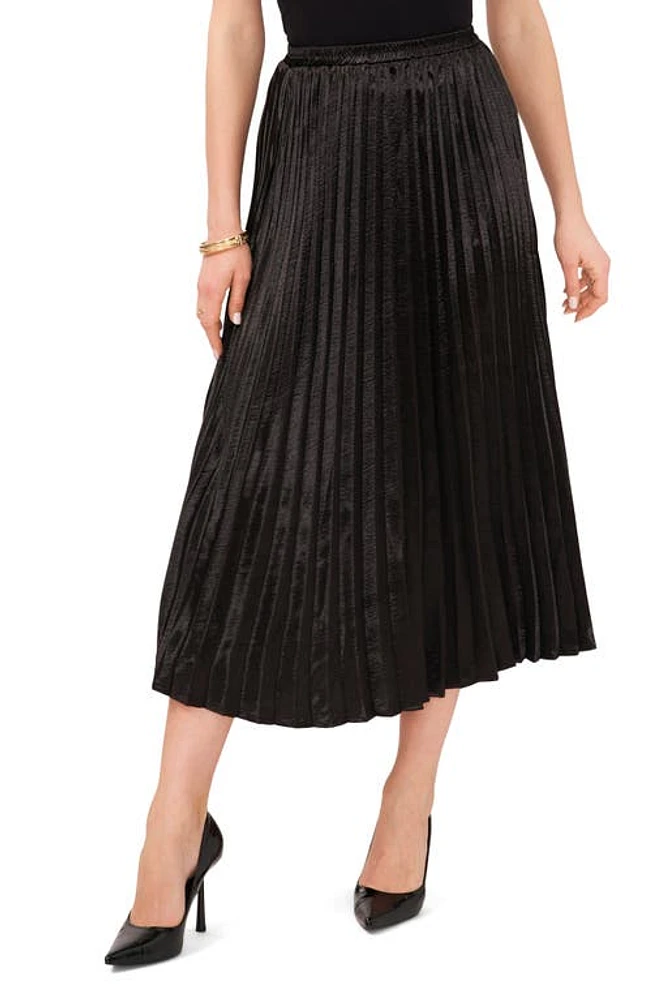 Vince Camuto Pleated Crepe Midi Skirt in Rich Black at Nordstrom, Size Medium