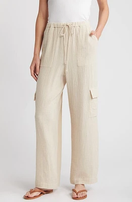 Rails Christiano Wide Leg Cotton Gauze Cargo Pants Flax at Nordstrom,