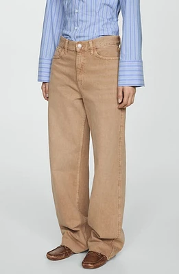 MANGO Denver High Rise Wide Leg Jeans Light Pastel Brown at Nordstrom,