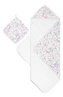 aden + anais 2-Pack Cotton Washcloth & Hooded Towel in Ma Fleur Pink at Nordstrom