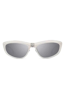 Givenchy Trifold 57mm Cat Eye Sunglasses in Shiny Palladium /Smoke Mirror at Nordstrom