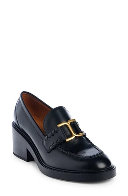 Chloé Marcie Block Heel Loafer Black at Nordstrom,