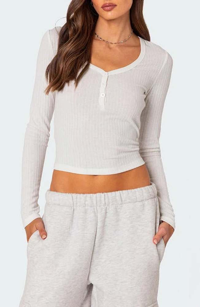 EDIKTED Noah Pointelle Henley White at Nordstrom,