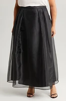 Alex Evenings Pleated Organza Overlay Skirt Black at Nordstrom,