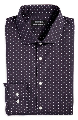 Nordstrom Snowfuzz Extra Trim Fit Non-Iron Cotton Dress Shirt Navy Blazer at Nordstrom,