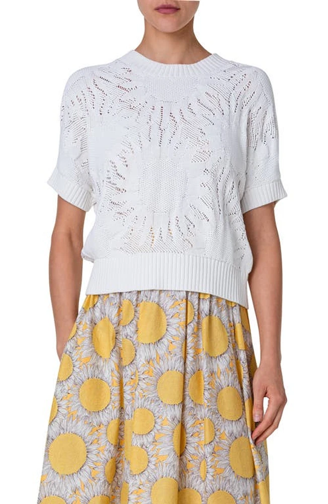 Akris punto Hello Sunshine Open Knit Cotton Sweater in Cream at Nordstrom, Size 10