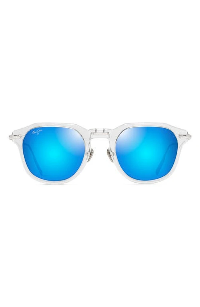 Maui Jim Alika 49mm PolarizedPlus2 Round Sunglasses in Crystal W/Dark Gunmetal at Nordstrom