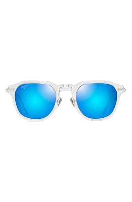 Maui Jim Alika 49mm PolarizedPlus2 Round Sunglasses in Crystal W/Dark Gunmetal at Nordstrom