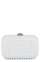 Olga Berg Ari Hotfix Imitation Pearl Clutch in White at Nordstrom