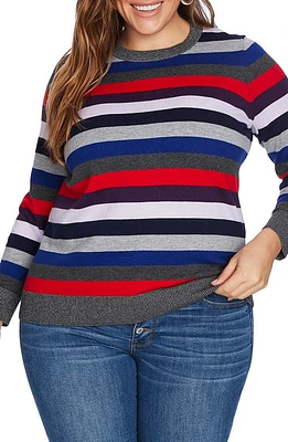 Court & Rowe Metallic Detail Stripe Cotton Wool Blend Turtleneck Sweater Medium Heather Grey at Nordstrom,