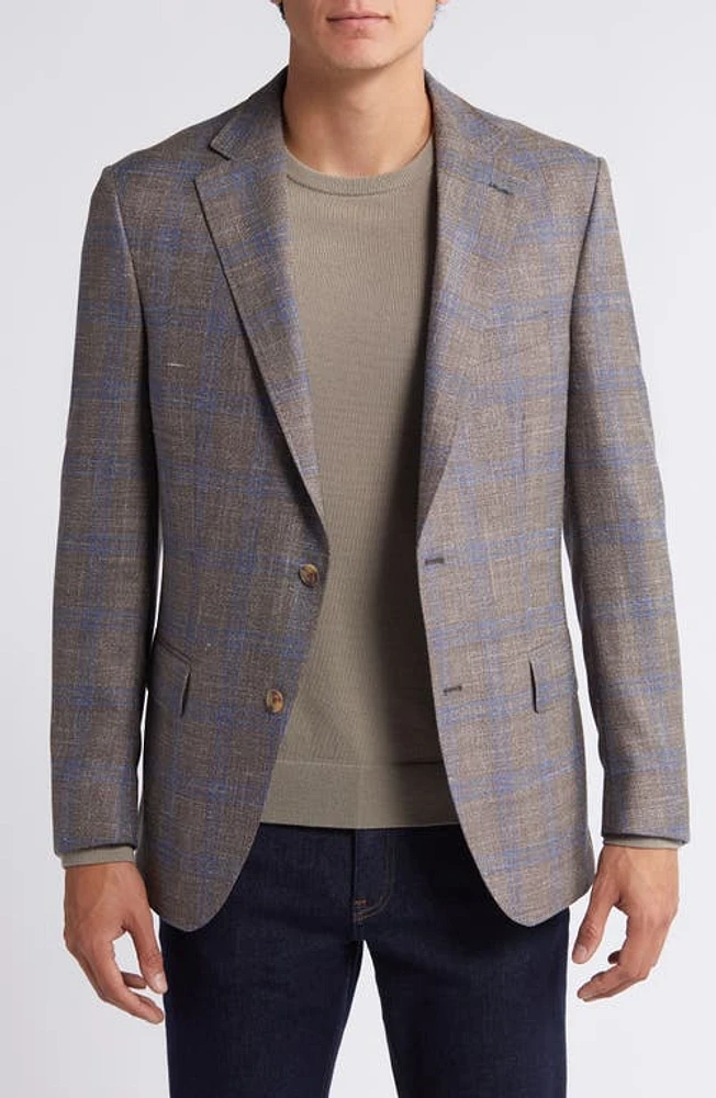 Peter Millar Tailored Fit Wool Blend Sport Coat Brown at Nordstrom,