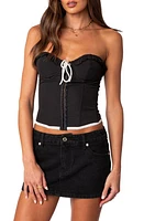 EDIKTED Abbey Ruffle Trim Corset Top Black at Nordstrom,