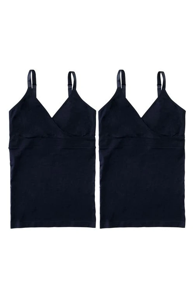 Ingrid & Isabel 2-Pack Nursing Surplice Camisoles Black /Black at Nordstrom,