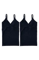 Ingrid & Isabel 2-Pack Nursing Surplice Camisoles Black /Black at Nordstrom,