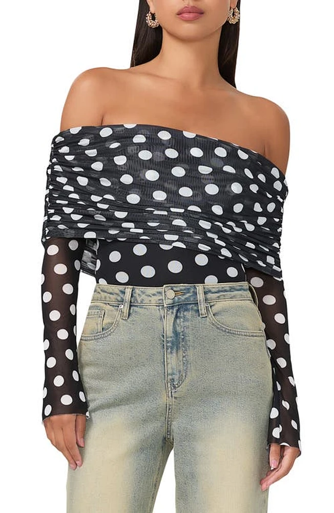 AFRM Maxine Polka Dot Off the Shoulder Bodysuit Diagonal at Nordstrom,