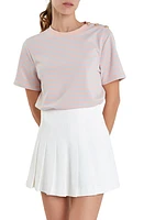 English Factory Button Stripe Jersey T-Shirt in Pink/Blue at Nordstrom, Size Small