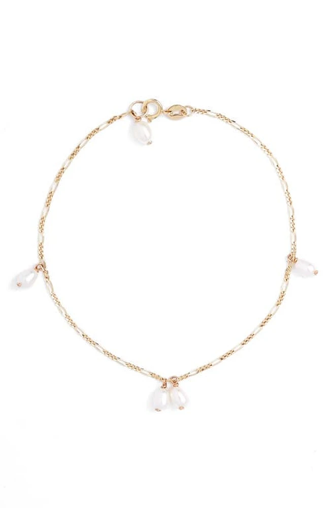 Poppy Finch Keshi Pearl Charm Bracelet in 14K Yellow Gold at Nordstrom, Size 7