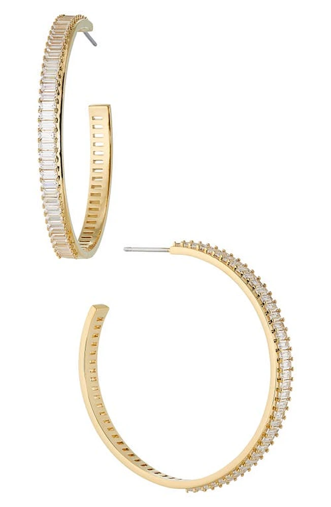 Nadri Large Disco Baguette Cubic Zirconia Hoop Earrings in Gold at Nordstrom