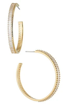 Nadri Large Disco Baguette Cubic Zirconia Hoop Earrings in Gold at Nordstrom