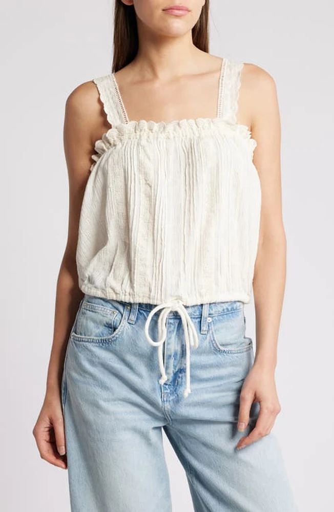 Free People Because of You Cotton & Linen Drawstring Waist Camisole at Nordstrom,