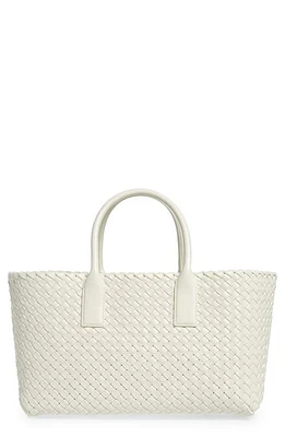 Bottega Veneta Small Cabat Intreccio Leather Tote in 9009 White-Gold at Nordstrom